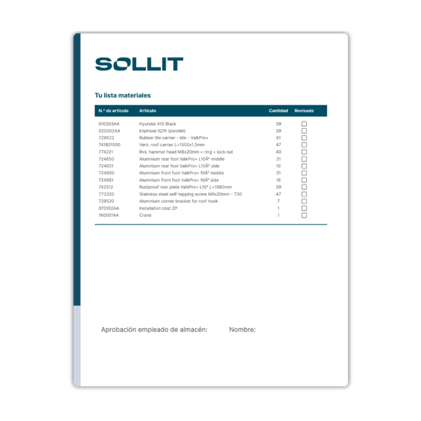 Lista de materiales