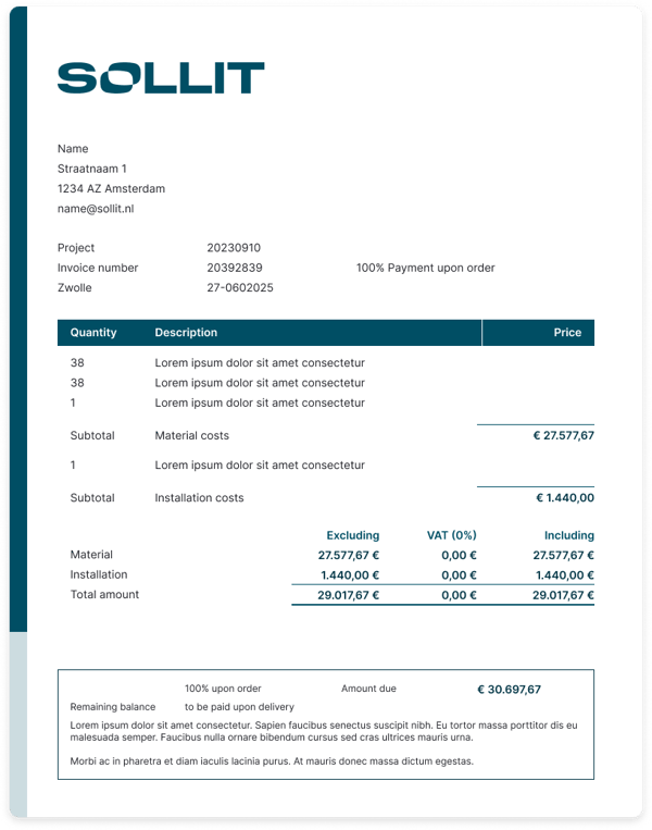 Billing sheet english
