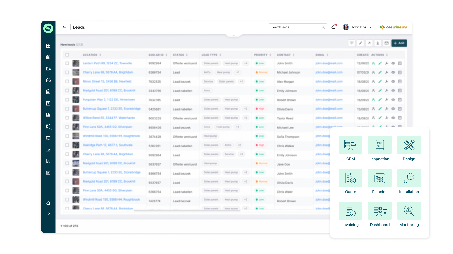 CRM lead overview Sollit software